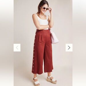 Womens New Anthropologie Buttoned Wide-Leg Pants
